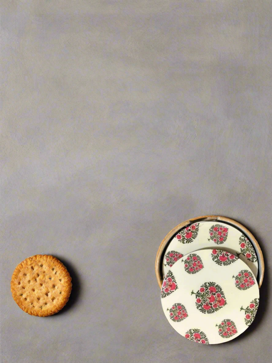 Handcrafted Round MDF Coasters – Set of 6 coasters | Round, Durable & Stylish Drink Coasters | The Yellow Bloom Collection
