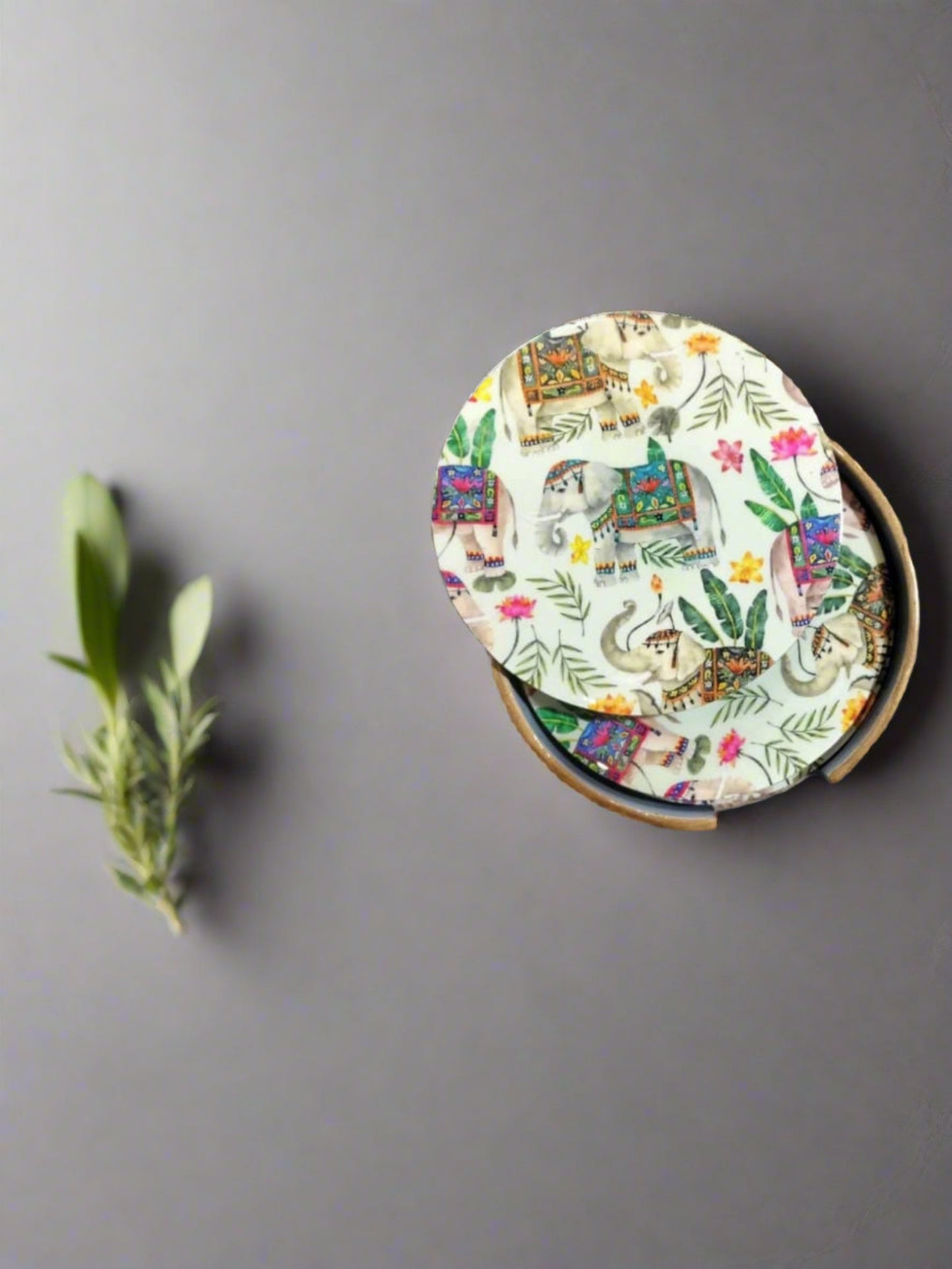 Handcrafted Round MDF Coasters – Set of 6 coasters | Round, Durable & Stylish Drink Coasters | The Yellow Bloom Collection