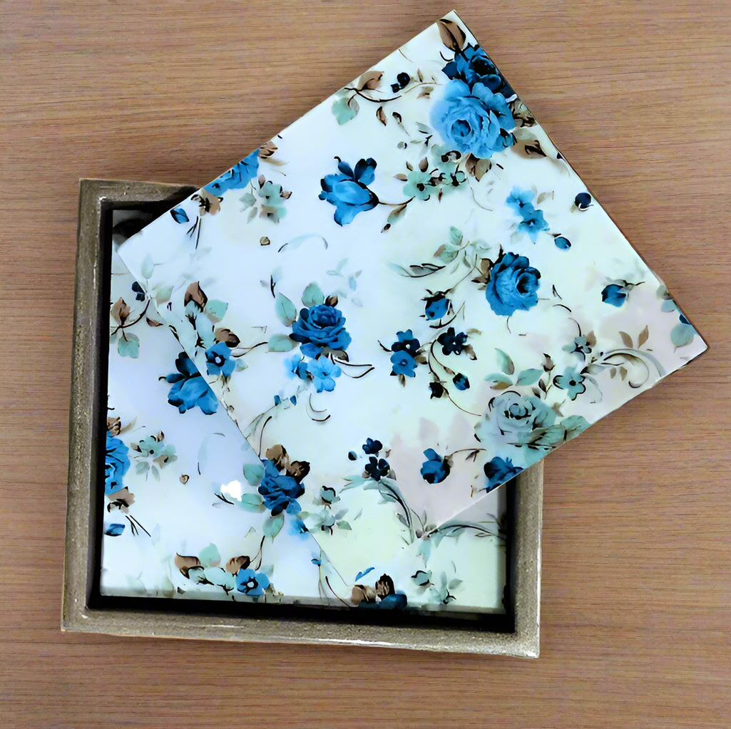 Handcrafted Square MDF Coasters – Set of 6 coasters | Durable & Stylish Drink Coasters | The Yellow Bloom Collection