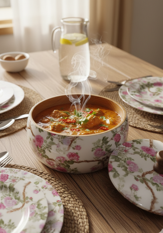 "Phoolon Sa" Mango wooden Casserole/ Roti Bix - Handcrafted Servign dish with Lid