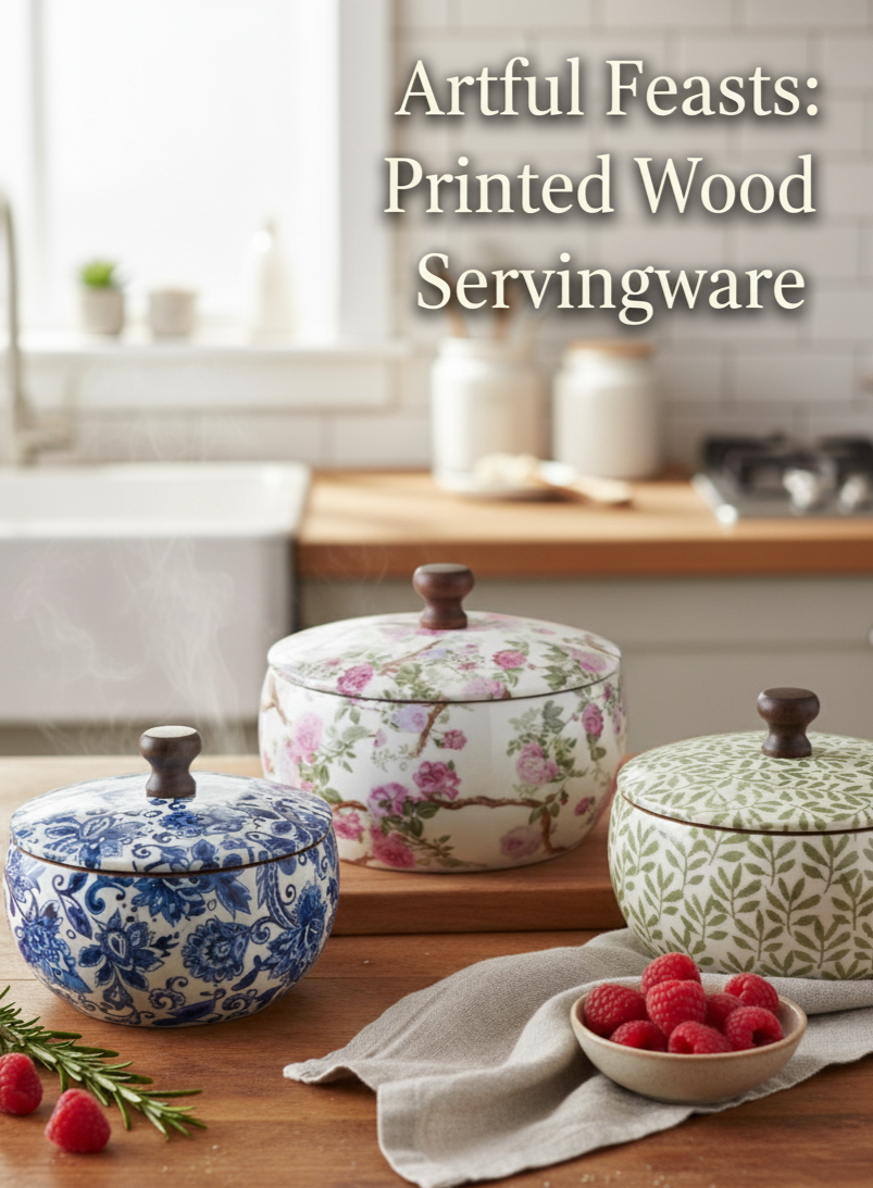 Artful Feasts: Printed Wood Servingware