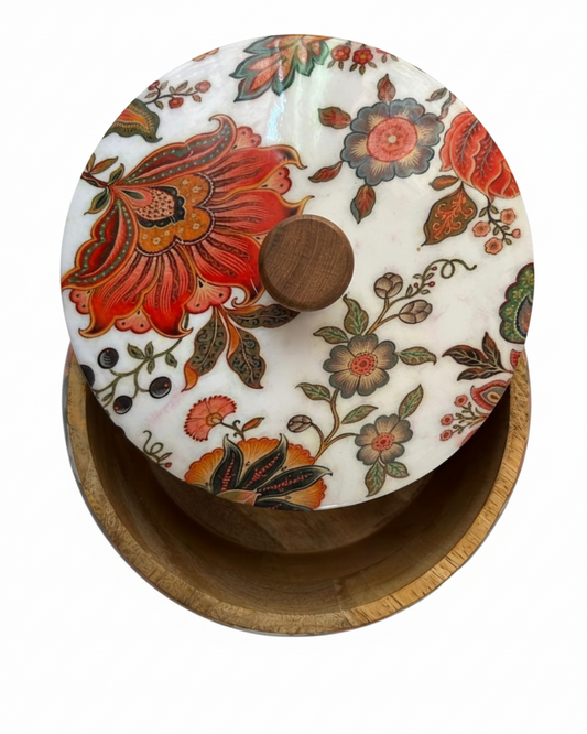 Chhap Tilak Handcrafted Casserole | Vintage Kalamkari-Style Serving Dish