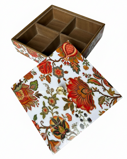 Unique Kalamkari Decorative Box | Chhap Tilak Keepsake Box for Jewelry, Spices, or Table Decor