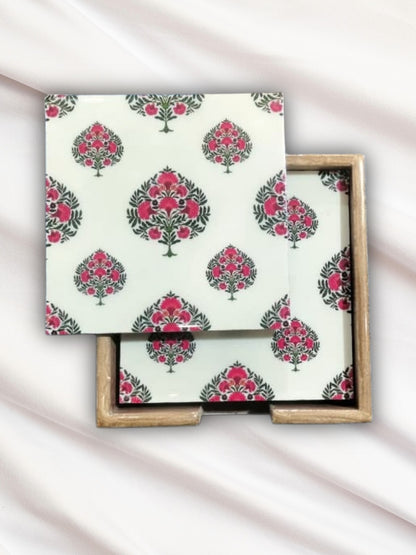 Handcrafted Square MDF Coasters – Set of 6 coasters | Durable & Stylish Drink Coasters | Hue of Red Collection