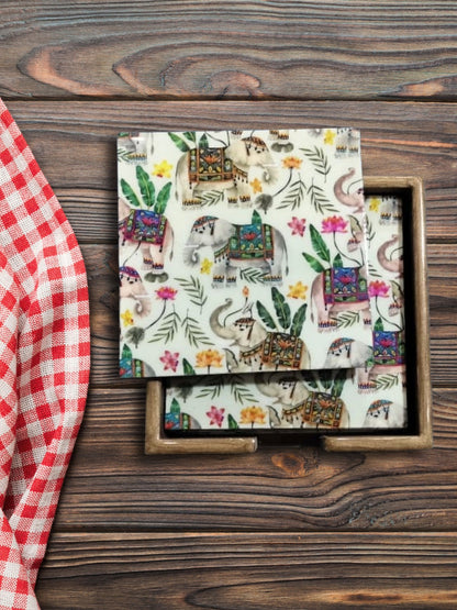 Handcrafted Square MDF Coasters – Set of 6 coasters | Durable & Stylish Drink Coasters | Hue of Red Collection