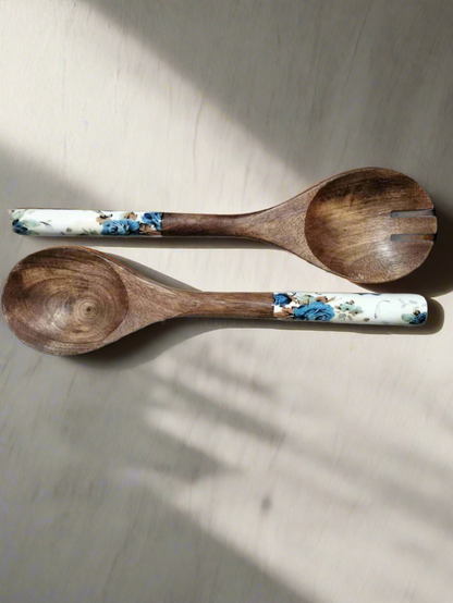 Handcrafted Wooden Bowl with Matching Spoon Set – Multipurpose Kitchen & Dining Storage/Serving Bowl