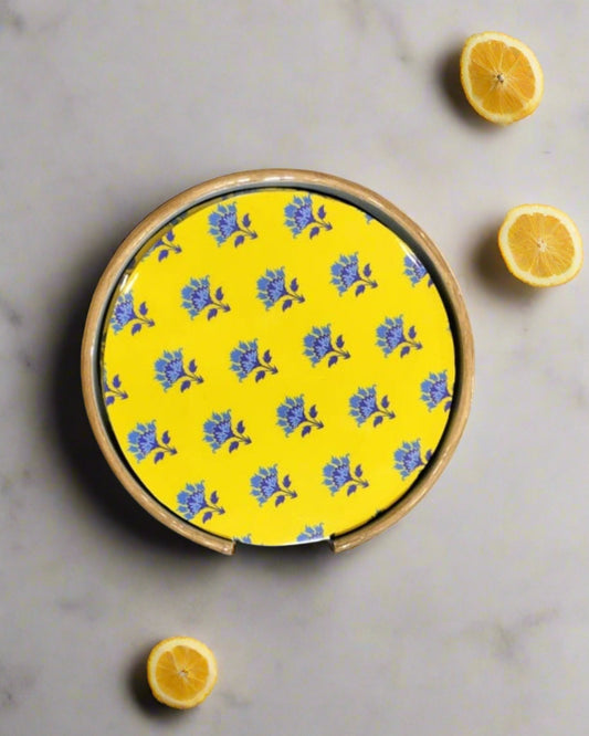 Handcrafted Round MDF Coasters – Set of 6 coasters | Round, Durable & Stylish Drink Coasters | The Yellow Bloom Collection