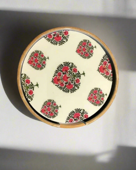Handcrafted Round MDF Coasters – Set of 6 coasters | Durable & Stylish Drink Coasters | Hue of Red Collection