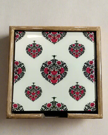 Handcrafted Square MDF Coasters – Set of 6 coasters | Durable & Stylish Drink Coasters | Hue of Red Collection