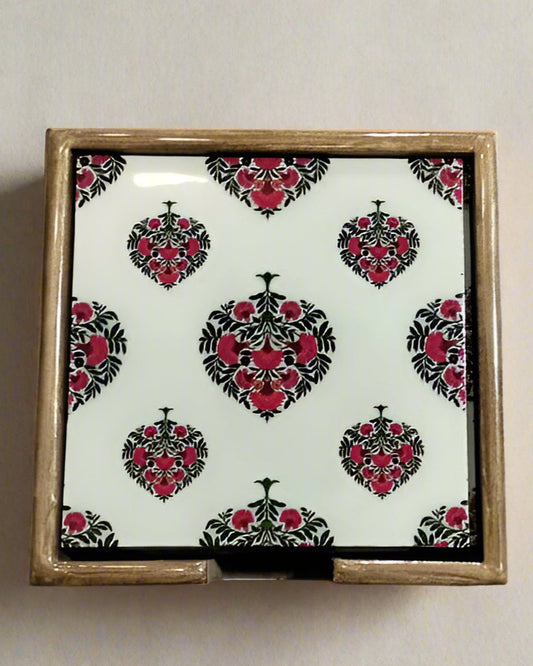Handcrafted Square MDF Coasters – Set of 6 coasters | Durable & Stylish Drink Coasters | Hue of Red Collection