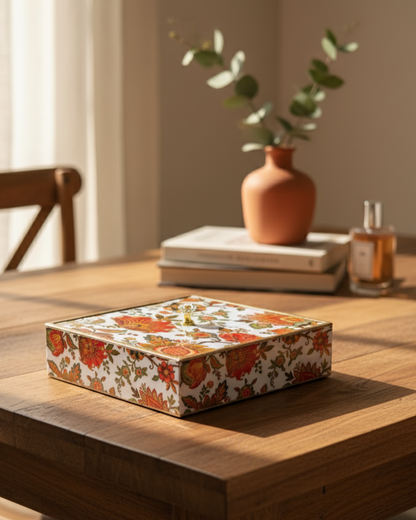 Unique Kalamkari Decorative Box | Chhap Tilak Keepsake Box for Jewelry, Spices, or Table Decor