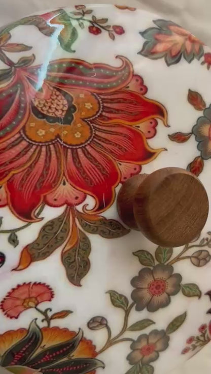 Chhap Tilak Handcrafted Casserole | Vintage Kalamkari-Style Serving Dish