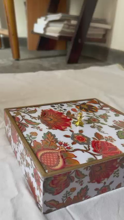 Unique Kalamkari Decorative Box | Chhap Tilak Keepsake Box for Jewelry, Spices, or Table Decor